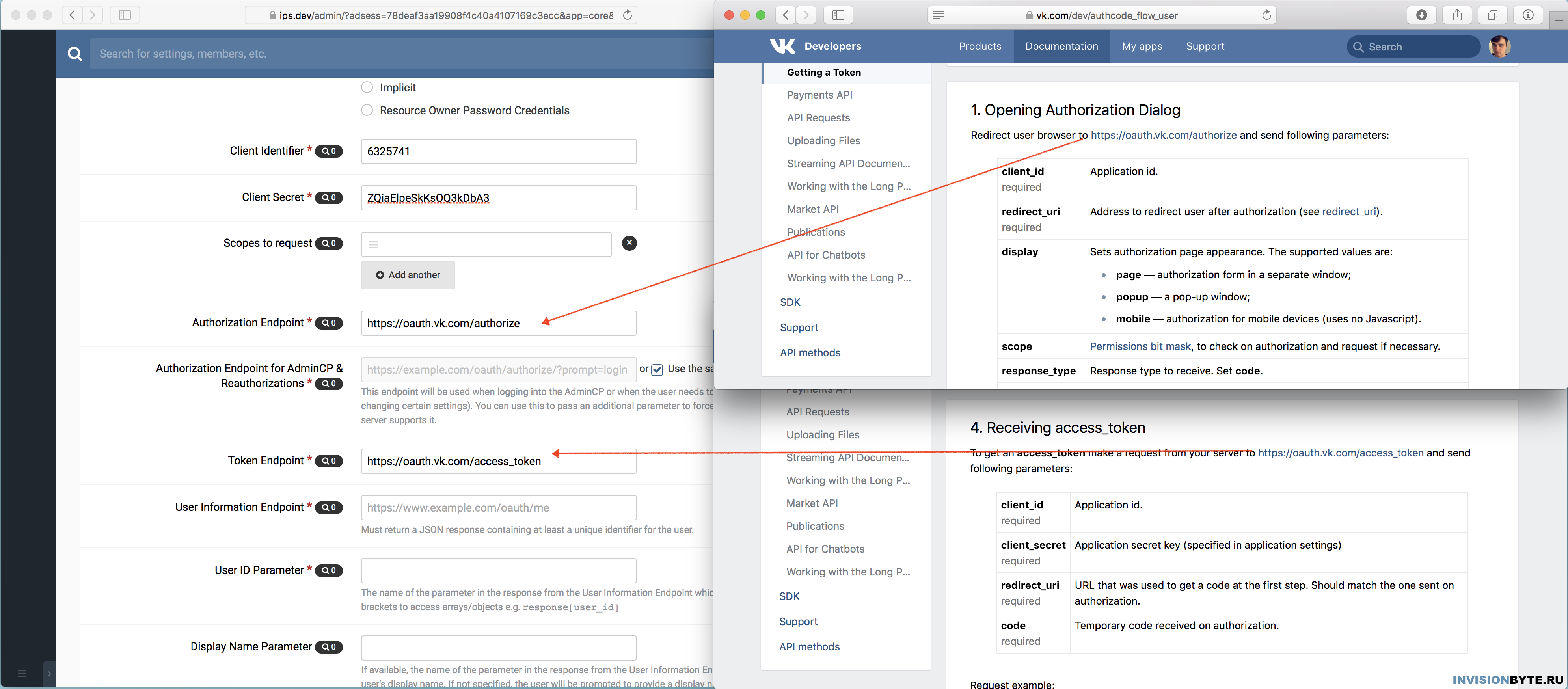 Supported api 3. ВК инпут. Settings apps additional parameters. Response_Type. Resource owner password Credentials.